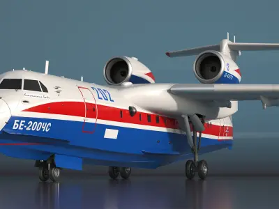  Beriev Be 200 Altair Aircraft Rigged for Cinema 4D 