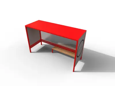 Bus Stop Low-poly 3D model 10