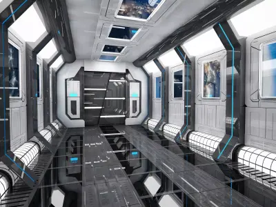 SCI FI INTERIOR SCENE SPACE SHIP 3D model