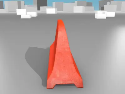 White and Red Road Traffic Barrier - Part 3 - Low-poly 3D model