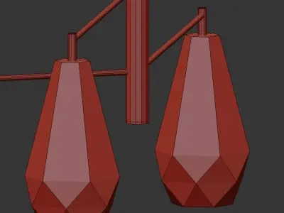 Popigai five light chandelier in brass 3D model