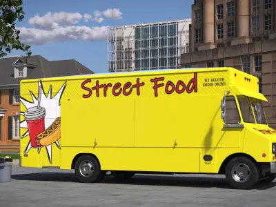  Fast Food Vendor Van without Interior 