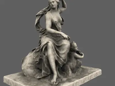 statue of woman holding child Low-poly 3D model