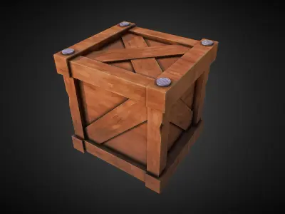 Stylized Wooden Crate Low-poly 3D model