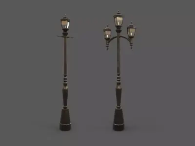 Two Street Lamps Victorian Style 3D Model Low-poly 3D model
