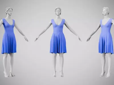 Dress 21 Very Light Blue Low-poly 3D model