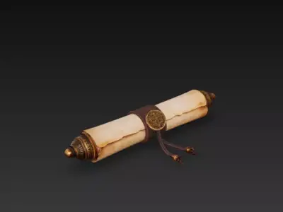 Medieval Parchment Scroll - Game Ready PBR 3D Model Low-poly 3D model