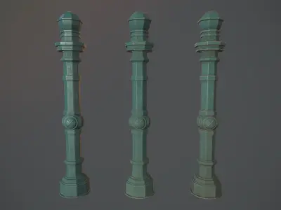 Barrier Bollard Pack 2 v2 Green Three Texture Options Low-poly 3D model