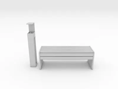 Bench Park 24 Low-poly 3D model