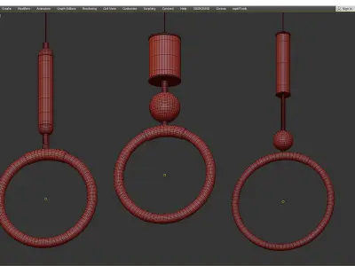 JALMA three gold ring pendant lights Low-poly 3D model