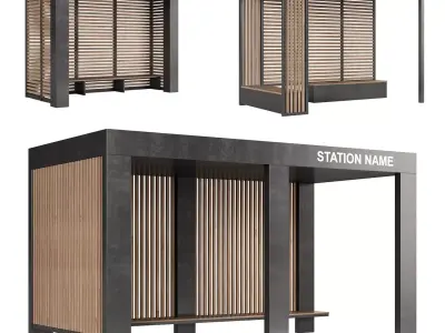 Bus stops set 3D model