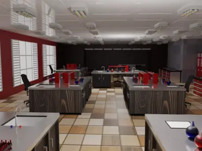 Laboratory Interior Low-poly 3D model