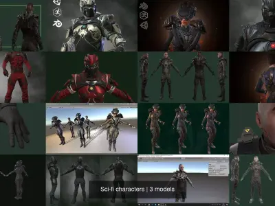Sci-fi characters 3D Model Pack