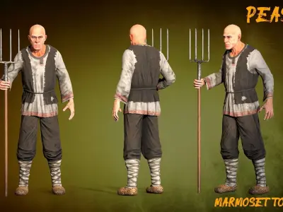 PEASANT MODULAR Low-poly 3D model