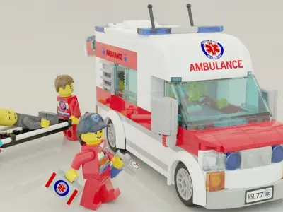 Lego Ambulance and paramedics squad 3D model