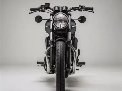 Matte Black Classic Cafe Racer Motorcycle Low-poly 3D model