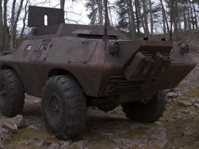 Forest Camo Combat Vehicle Worn Dirty with Interior Rigged for Cinema 4D 3D model