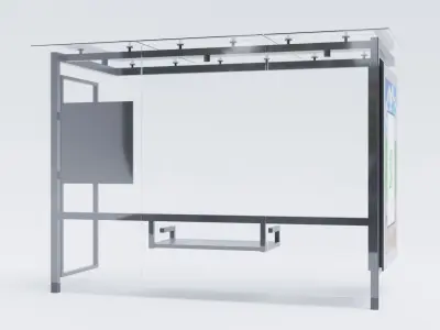 German Berlin Modern Bus Stop Shelter 3D model
