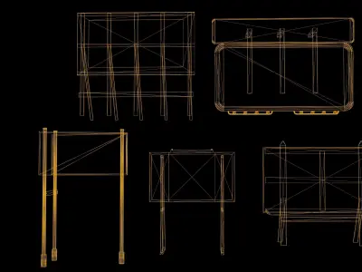 Billboard Set Low Poly Game Ready sign that says larrets bank Low-poly 3D model