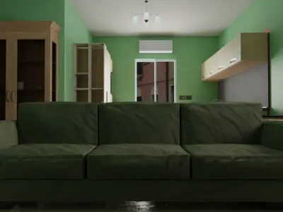 Complete house with furniture Low-poly 3D model