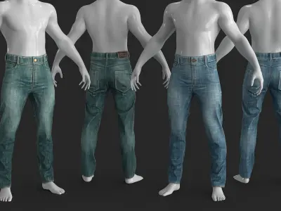 Male Jeans 2 Colors Low-poly 3D model