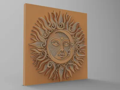 Sun And Moon Wall Art Medallion Home Decor Boho Architectural 3D print model