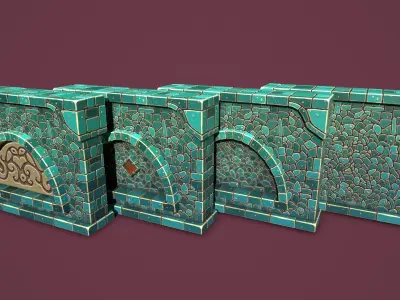 Fantasy wall 2 Low-poly 3D model