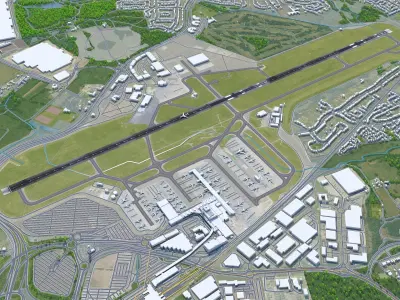 Birmingham Airport UK 10km Low-poly 3D model