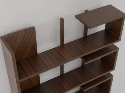 Modern Bookshelf Square Wooden Display Shelf Free low-poly 3D model purchase
