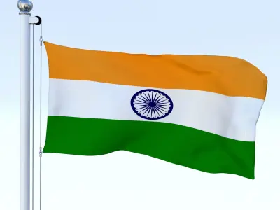 Animated India Flag Low-poly 3D model