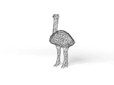 Ostrich Wireframe Low-poly 3D model