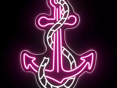 Ship Anchor Neon Sign 3D model