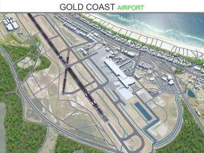 Gold Coast Airport 8km Low-poly 3D model