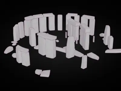 Low Poly England Stonehenge Low-poly 3D model