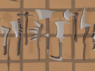 50 Low Poly Axes Low-poly 3D model