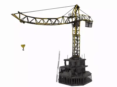 Post-apocalyptic Crane model Low-poly 3D model