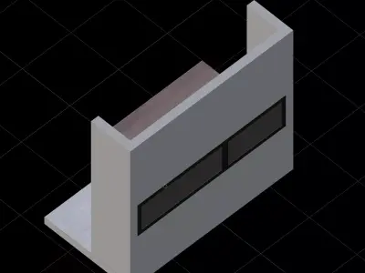 Walnut And Black Isometric Kitchen Interior 3D model