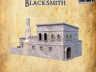 Colonial Blacksmith Tabletop Terrain 28 MM 3D print model