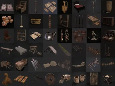 Medieval Prop Mix Nineteen 3D Model Pack