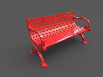 Street Bench Low-poly 3D model