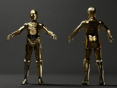 C-3PO Model -Rigged and Textured Low-poly 3D model