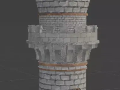 Medieval Round Bastion Tower Low-poly 3D model