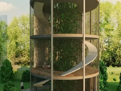 Glass lounge Low-poly 3D model