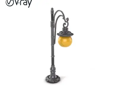 Early 20th-Century Lamppost Wooden Pillar Model Pack Low-poly 3D model