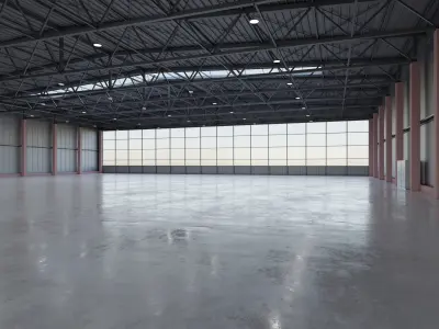 Airplane Hangar Interior 7b Low-poly 3D model