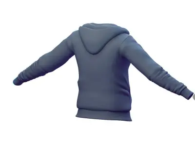 Cartoon High Poly Subdivision Blue Hoodie 3D Model Low-poly 3D model