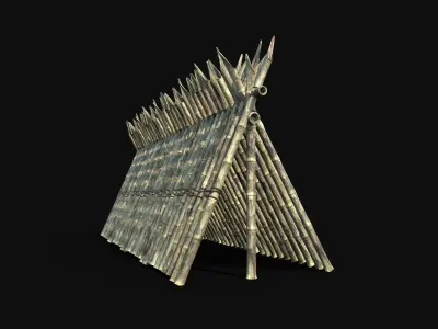 BAMBOO PALISADE FENCE WALLS SURVIVAL GUARD FORT CONSTRUCTION AAA Low-poly 3D model
