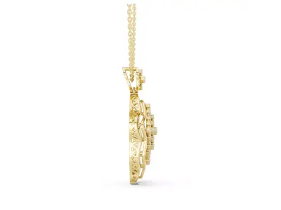 Moroccan Diamond Pendant Geometric Floral Necklace CAD 3D print model