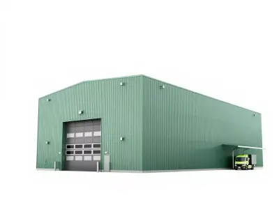 Green Industrial Warehouse model pack Low-poly 3D model