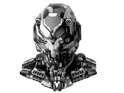 Helmet robot Low-poly 3D model